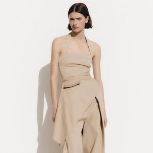 Zara Asymmetric Gabardine Top